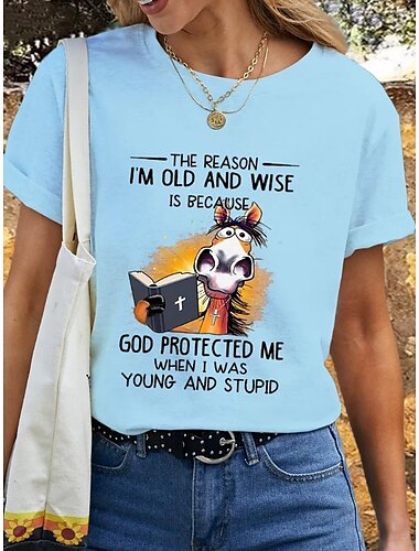  Womenské tričko s potiskem 'Důchodce' Grafika Písmeno Vintage Stylové Klasické Krátký rukáv Kulatý výstřih Běžné topy Denní víkendový potisk Černá Bílá Modrá Fialová Léto