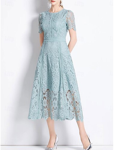  Kleid Brautmutterkleid Elegant Rundhalsausschnitt Tee-Länge Spitze Kurzarm mit Spitze 2025