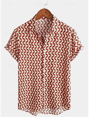  Retro vintage Jaren '70 Hemd Hawaiiaanse overhemden Schijf Meetkundig Psychedelisch Voor heren Halloween Carnaval muziekfestival Prideparade Trots maand Volwassenen Hemd