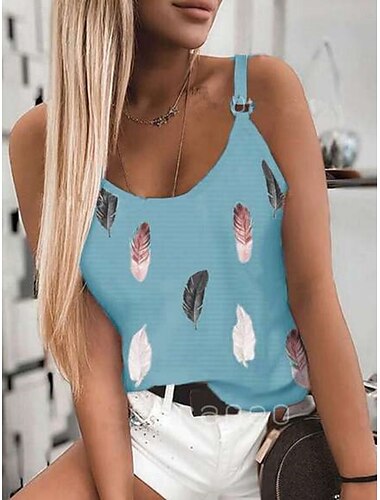  Damen Camisole-Tanktop Feder Täglich Lässig Ärmellos Träger Normale Oberteile Täglich Rückenfrei Druck Weiß Rosa Rote Blau Purpur Sommer
