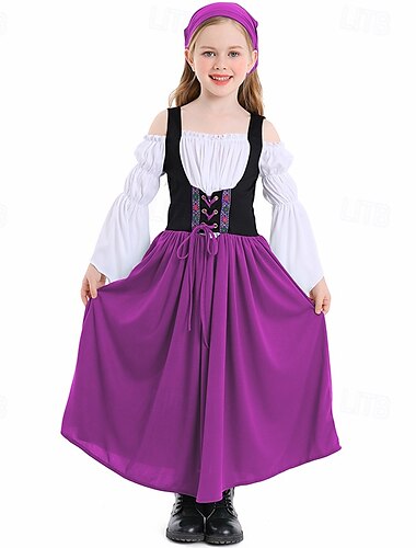  Oktoberfestbier Kostüm Kleid Dirndl Folk Renaissance Bayerisch München Wiesn Mädchen Karneval Bier Festival Stoff im traditionellen Stil