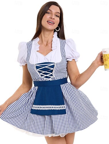  Karneval Oktoberfestbier Kostüm Sexy Mini Kleid Dirndl Dienstmädchen Bayerisch Deutsch München Wiesn Damen Bier Festival Stoff im traditionellen Stil