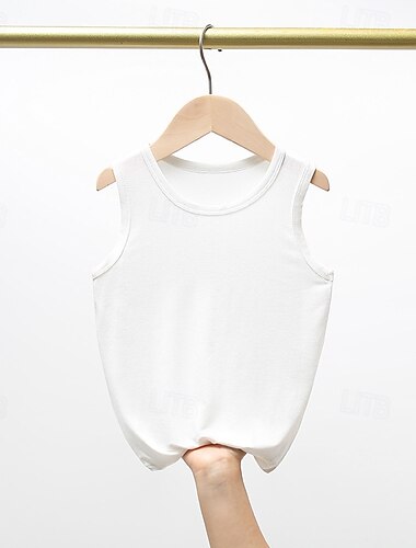  Barn Pojkar Stridsvagn Tee Ensfärgat Ärmlös Barn Top Utekväll Grundläggande Sommar Vit 4 år +