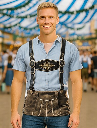  Октоберфест Печать на Lederhosen Как у футболки баварский Мюнхен Немецкий Графический Назначение Муж. Взрослые Карнавал Октоберфест 3D печать Для вечеринок