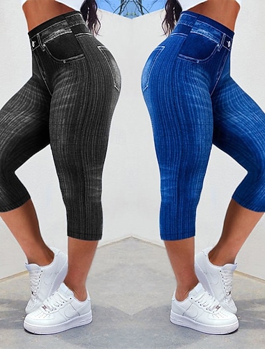  Leggings de femme Pantalons Capri Impression 3D Chinos Streetwear Décontracté Longueur Mollet Taille Haute Impression Graphique Confortable Doux Élastique Extérieur Rue Noir Rouge Bleu Été Fitté Slim
