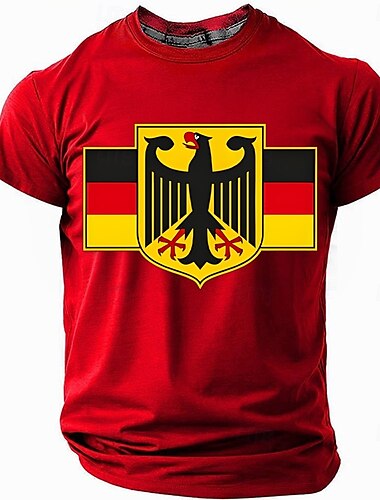  Herren Deutschland T Shirt Kurzarm T-Shirt 3D-Druck Rundhalsausschnitt Hemd Mode Täglich Basic Straße Lässig Täglich Schwarz Rote Grün Sommer Frühling Bekleidung S M L XL XXL XXXL