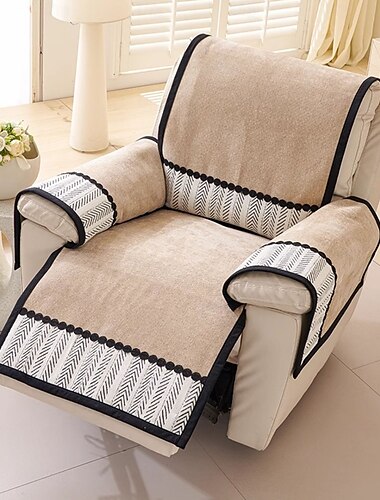  1 Satz/4 Stück Liegestuhlbezug, einfarbig, geometrischer Jacquard, Jacquard-Polarfleece-Schonbezüge