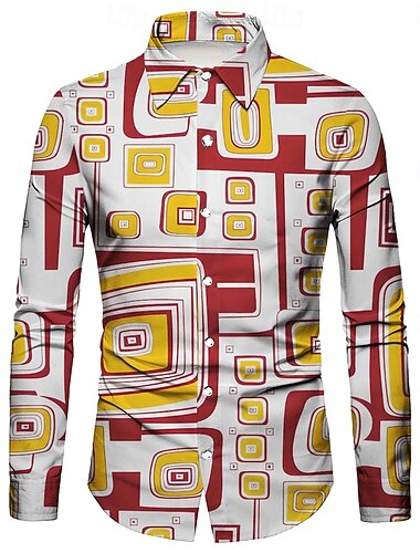  Retro Antiguo Años 70 Camisas Disco Geométrico Psicodélico Disfraz Hombre Víspera de Todos los Santos Carnaval Festival de Música Desfile del orgullo Adulto Camisas