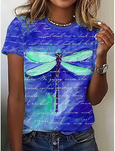  Per donna Maglietta Top estivi Grafico Animale Classico Casual Manica Corta Girocollo Top corti Quotidiano Weekend Stampato Giallo Rosso Blu Verde Estate Primavera Autunno