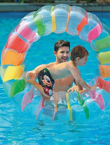  Sommer-Poolspielzeug, aufblasbares Wasserrad für den Sommer, rollende Kugel für aufblasbare Schwimmbecken, aufblasbares Wasserrad für den Sommer, Wasserrad für Schwimmbecken, Hamsterrad,
