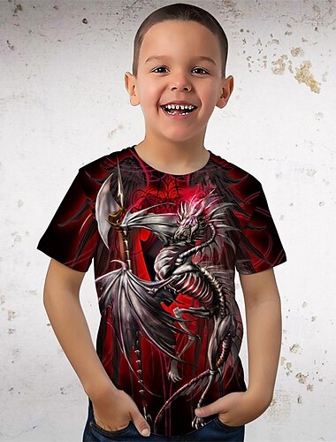  Dragonsword Lichblade Ruth Thompson-Yujin Jung Boys 3D Dragon T-shirt με κοντομάνικο καλοκαιρινό, ανοιξιάτικο στυλ, βασικό, παιδικό 4-12 ετών, στρογγυλή λαιμόκοψη, υπαίθριο, casual, καθημερινό,