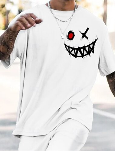  男性用 グラフィック おかしい Tシャツ グラフィックTシャツ コットン１００％ 半袖 グラフィック シャツ ヘザーグレー ブラック ホワイト 快適なTシャツ アウトドア ストリート ファッションデザイナーの衣類