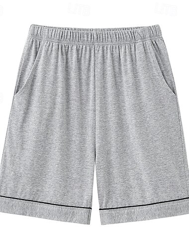  Hombre Ropa de salón Pantalones cortos de pijama Plano Moda Clásico Casual Hogar Diario Cama Algodón Comodidad Transpirable Suave Bermudas Cintura elástica Verano Negro Azul Piscina