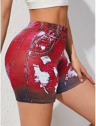  Shorts leggings chinos pour femmes style ethnique vintage taille haute courte graphique haute coupe confort respirant séchage rapide extensible extérieur rue quotidien noir rouge bleu été coupe slim