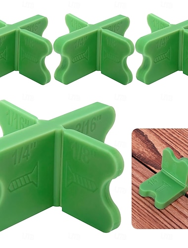  Herramienta espaciadora de cubierta ABS, espaciadores de tablas de cubierta con diferentes espesores (1/16", 1/8", 3/16", 1/4"), espaciadores de cubierta verdes surtidos para cubiertas compuestas