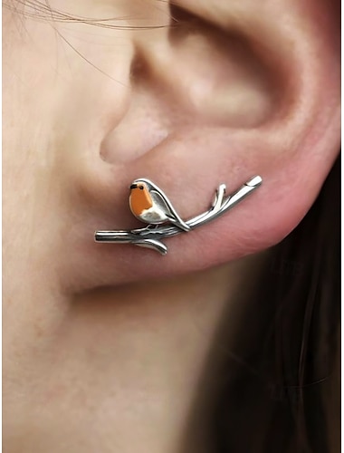  Pendientes bohemios con forma de pájaro en una rama para mujer: joyas de animales inspiradas en la naturaleza para mujeres y niñas, ideales para uso informal y como regalo para amantes de la naturaleza.