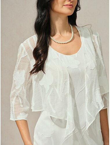  Damen Schultertücher Einfarbig Blumen Grafik Elegant Stilvoll Basic Dreiviertelarm Asymmetrisch Crop Tops Hochzeitsgast Strandhochzeit Pailletten Patchwork Weiß Sommer Frühling Herbst