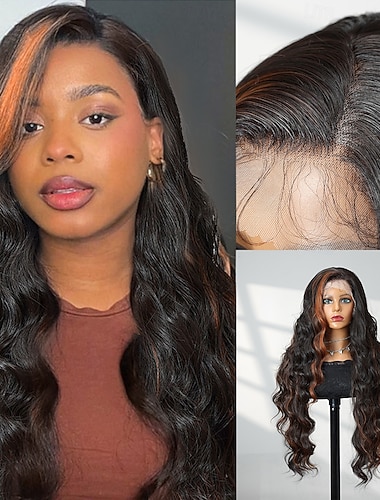  Peruca sintética Onda de Corpo Estilo 30 polegada Multi Cores Parte do meio 13x4 Lace Front Peruca Mulheres Peruca A1