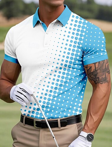  Per uomo Motivo Geometrico Polo Sportivi Manica Corta Magliette polo Camicie con Colletto Casual Scuola All'aperto Abbigliamento quotidiano Stampa 3D Estate Nero Rosso Azzurro cielo