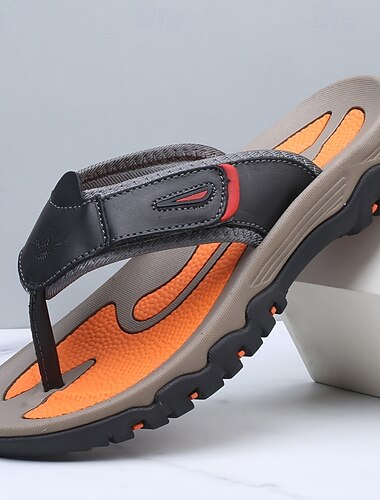  Herren-Outdoor-Flip-Flop-Sandalen mit T-Riemen und gepolsterter Sohle, strapazierfähiges Profil, sportlicher Look für Erwachsene, geeignet für Strandaktivitäten, Wandern, Poolnutzung, Sommerurlaub