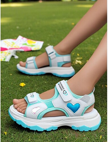  Lilafarbene Sportsandalen für Mädchen mit Herz-Akzenten – rutschfeste Outdoor-Schuhe für Spielplatz und Schulanfangsaktivitäten