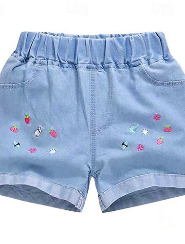  Kinder Mädchen Kurze Hose Blumen Streetwear Tasche Outdoor Ab 4 Jahren Sommer Königsblau Blau Himmelblau