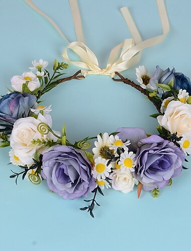  Rosenblumenkrone für Frauen – lila Feenblumen-Stirnband, süßes Haarkranz-Accessoire für Frauen und Mädchen, Hochzeitsfest, Partygeschenke, Foto-Requisite