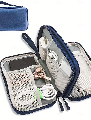 Organizador de dispositivos electrónicos, bolsa de almacenamiento para accesorios de viaje, bolsa organizadora de cables portátil para cables, cargadores, adaptadores, discos duros, tarjetas SD