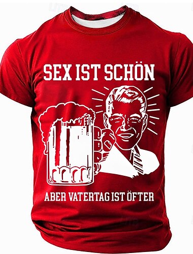  Voor heren Bier Duits T-shirt Korte mouw T-shirt 3D-afdrukken Strakke ronde hals Overhemd Modieus Dagelijks Basic Straat Casual Dagelijks Zwart Rood blauw Zomer Lente Alle seizoenen Kleding S M L XL