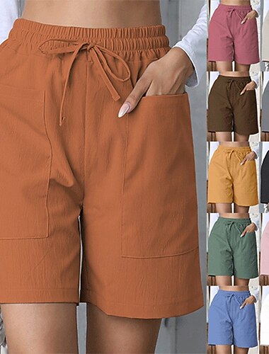  Per donna Shorts Pantaloni Eleganti Streetwear Casual Corto Naturale Semplice Tasca Design con Coulisse Elastica All'aperto Confortevole Streetwear Abbigliamento quotidiano Pesca Aalbicocca Grigio