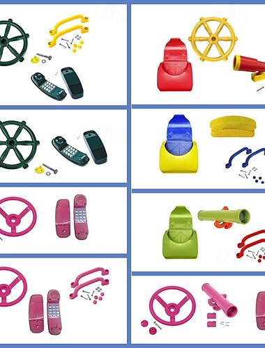  Ensemble de jouets pour enfants, volant rond, télescope en plastique, klaxon sonore, cloche, accessoires de jouets