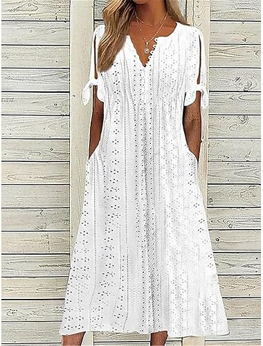  Femmes Robe maxi Robe trapèze Robe d'été Occasionnel Quotidien Coupe régulière Graphique Manche Courte Col en V Noir Blanche bleu marine Violet Été