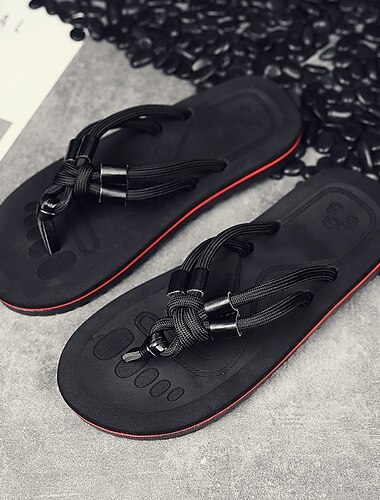 Braune Flip-Flops im Seil-Stil für Herren mit gepolsterter Sohle – Sommersandalen im Boho-Stil für Küstenspaziergänge, Strände und den lässigen Alltagsgebrauch