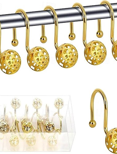  Douchgordijnhaken ringen set van 12 S-vormige decoratieve douchegordijnhaken metalen roestvrije doucheringen badkamer