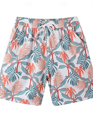  Herren Shorts Strandshorts Kordelzug Grafik Blatt Tiermotiv Atmungsaktiv Schnelltrocknend Knielang Outdoor Urlaub Heim Urlaub Ethno-Stil Meerblau Armeegrün Dehnbar