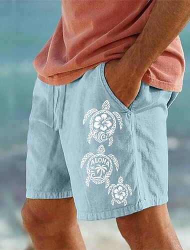  Bărbați Pantaloni Scurți Pantaloni scurți de vară Pantaloni scurți de plajă Cordon Talie elastică Imprimeu Animal Confort Respirabil Scurt În aer liber Casual Zilnic Vacanță Hawaiană Negru Alb