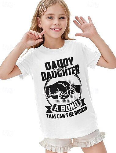  100% Baumwolle Kinder Mädchen Weiß Buchstaben T-Shirt Rundhalsausschnitt Kurzarm Outdoor Urlaub Täglich Klassisch Lässig Druck Sommer