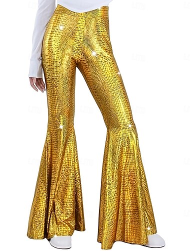  Retro / vintage Anii 1970 Macabru Pantaloni cu fund clopot Pantaloni evazați Disc Talie Înaltă Brevet de latex strălucitor Metalic Piele șarpe Pentru femei Halloween Carnaval festival de muzic