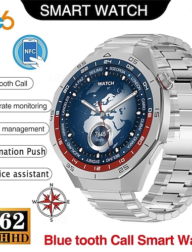  Reloj inteligente S6Pro de 1,62 pulgadas con Bluetooth para hombre, monitor de actividad física, brújula, podómetro, recordatorio de llamadas y mensajes, monitor de sueño, asistente de voz, resistencia al agua IPX, compatible con Android e iOS.