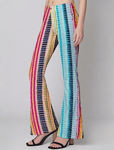  Retro Vintage Boho 1970er Schlaghosen Schlag-Leggings Hippie Disco Hohe Taille Stammes Damen Halloween Karneval Urlaub Musikfestival Festival Erwachsene Hose