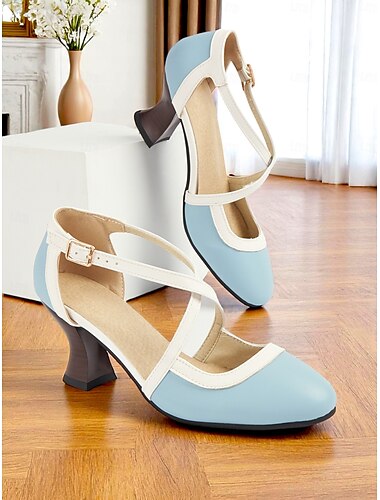  Scarpe con tacco a spillo vintage anni '20, da donna, in pelle sintetica, con cinturini incrociati, stile retrò, per ufficio, feste e look ispirati