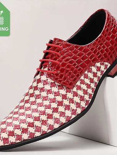  Homme Derby Marche Occasionnel Cuir PU Tissu en nylon Respirant Confortable Antidérapant À lacets Rouge Été Printemps