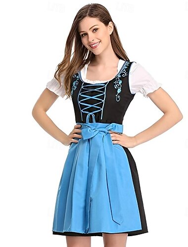 Mascherata Oktoberfest Vestito Dirndl Costume Cosplay Mini carico Oktoberfest / Birra Wiesn Stile Tradizionale Abito in costume tradizionale Prati Per donna Vestito Panno in stile tradizionale