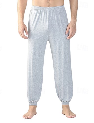  Hombre Ropa de salón Pantalones de Yoga (Lounge) Color puro Moda Clásico Casual Hogar Diario Cama Algodón Comodidad Transpirable Suave Pantalón Cintura elástica Primavera Otoño Rosa Claro Negro