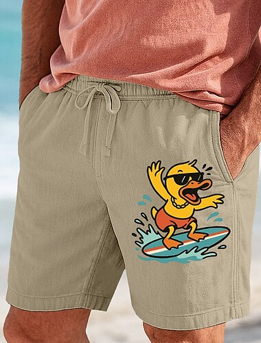  Bărbați Pantaloni Scurți Pantaloni scurți de vară Pantaloni scurți de plajă Cordon Talie elastică Imprimeu Animal Desene Animate Confort Respirabil Scurt În aer liber Concediu Ieșire Vacanță Hawaiană