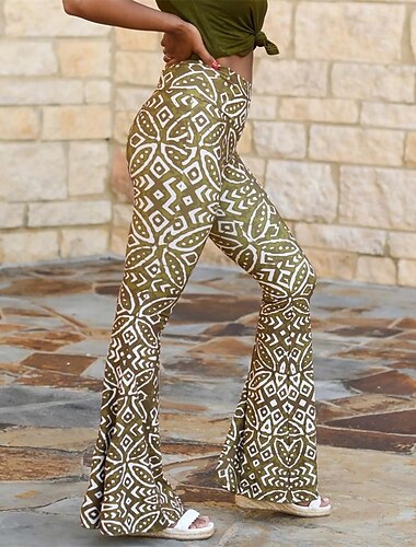  Retro Vintage Boho 1970er Schlaghosen Schlag-Leggings Hippie Disco Hohe Taille Stammes Damen Halloween Karneval Urlaub Musikfestival Festival Erwachsene Hose
