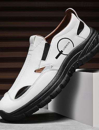  chaussures blanches à enfiler pour hommes avec découpes élégantes - chaussures confortables et tendance pour les occasions décontractées et semi-formelles