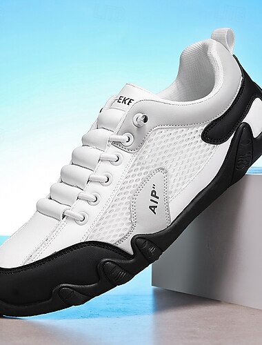  Baskets pour hommes beiges et bleues, chaussures de sport avec tige en mesh et semelle coussinée pour les vêtements décontractés et les sports de plein air