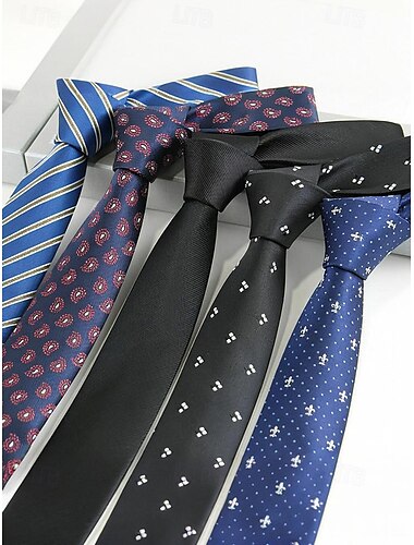  Klassische, schmale Herrenkrawatte aus Polyester – 6 cm breit, leichte, formelle Business-Krawatte fürs Büro, Hochzeiten oder Vorstellungsgespräche