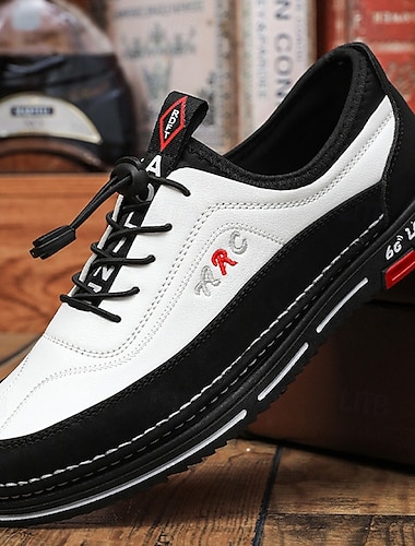  Premium witte en zwarte imitatieleren veterschoenen voor heren met levendige kleuraccenten voor sport en vrije tijd